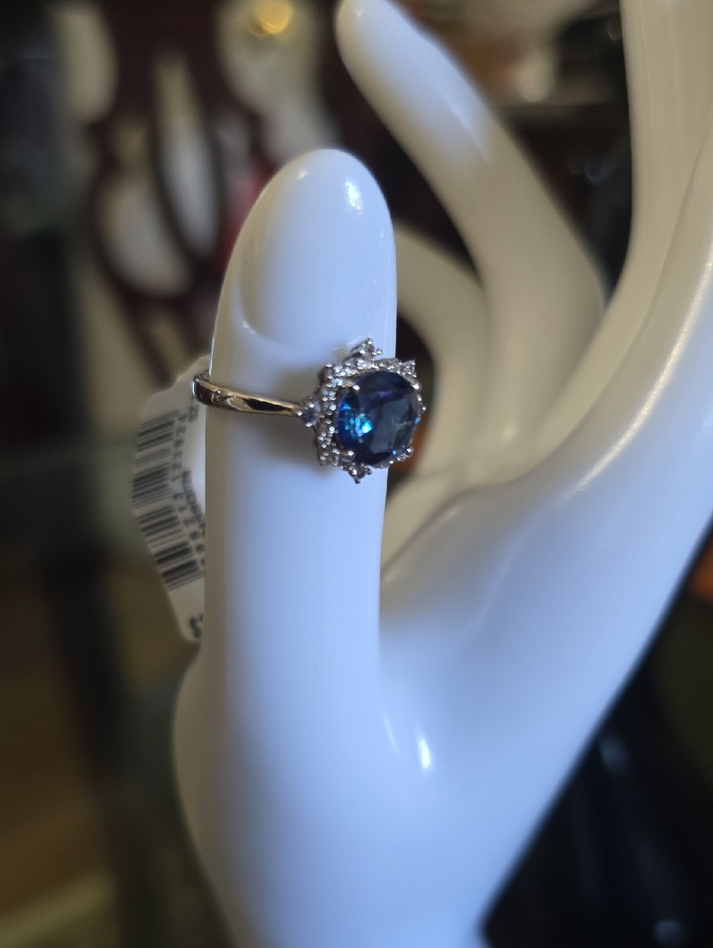 STERLING SILVER BLUE MYS TOPAZ GENUINE WHITE TOPAZ RING SIZE 7